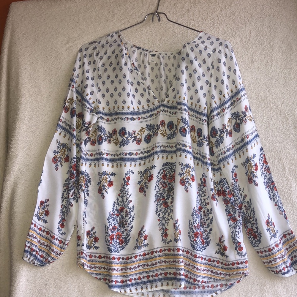 OLD NAVY LONG SLEEVES COLORFUL SHIRT SIZE M FLORAL BOHO HIPPIE FESTIVAL